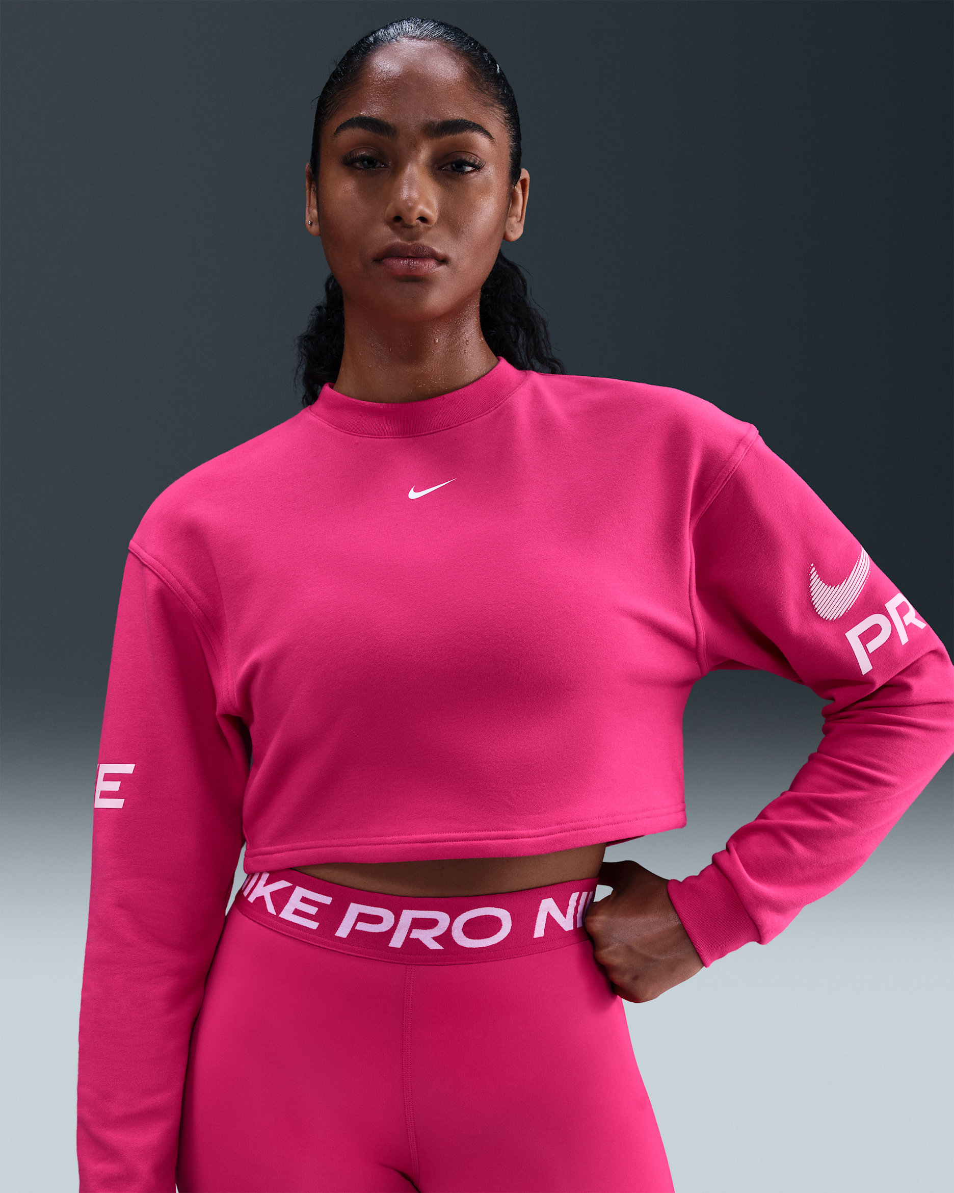 Nike Pro Women's Dri-FIT Loose Crew-Neck French Terry Sweatshirt
